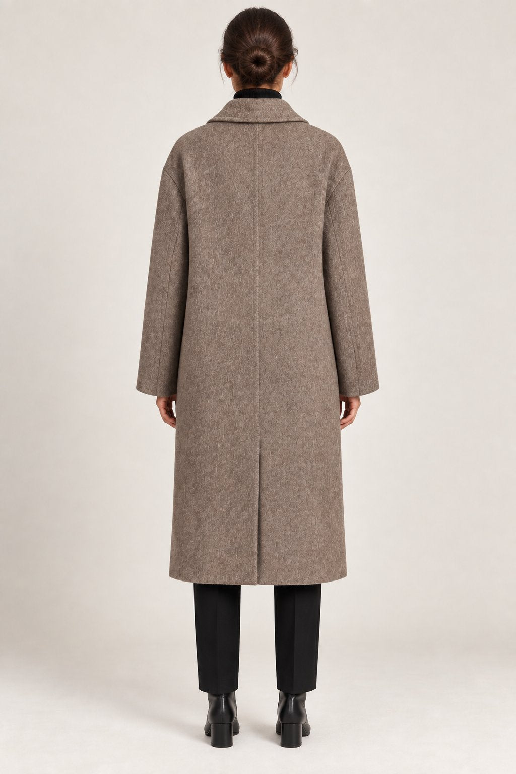 Cappotto lungo doppiopetto tortora mélange