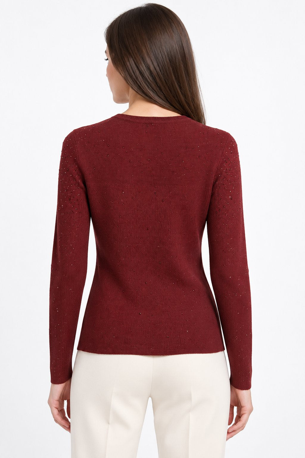 Maglia Girocollo con Cristalli Diffusi