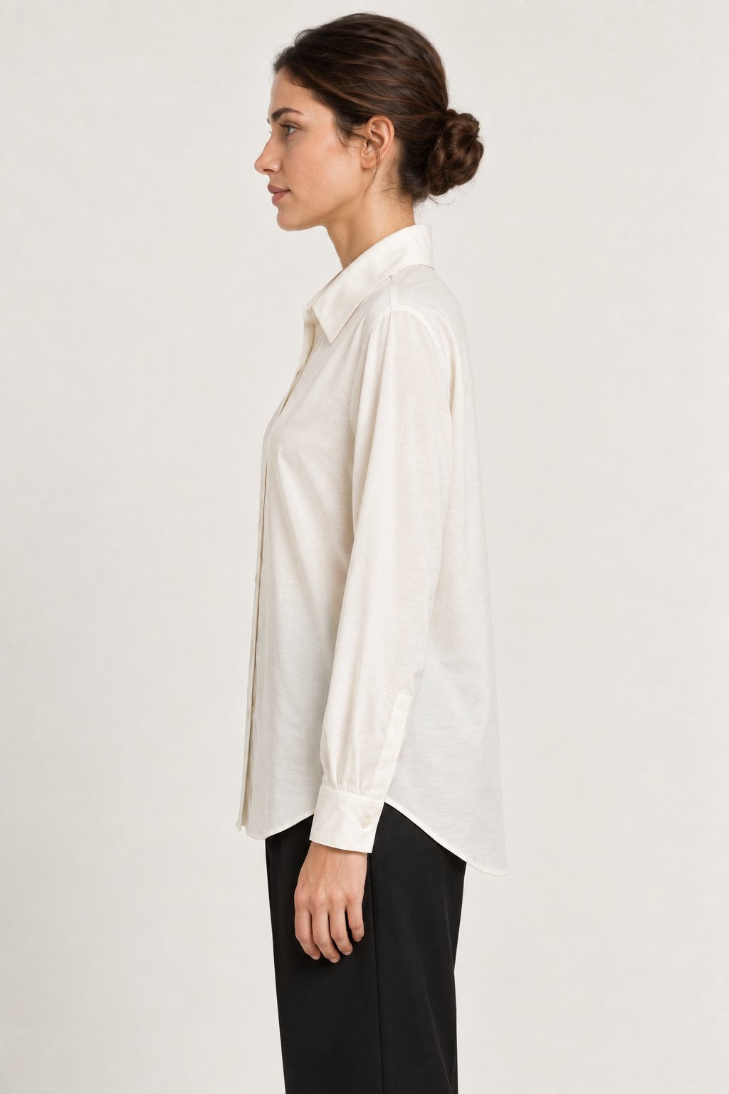 Camicia fluida effetto satinato avorio