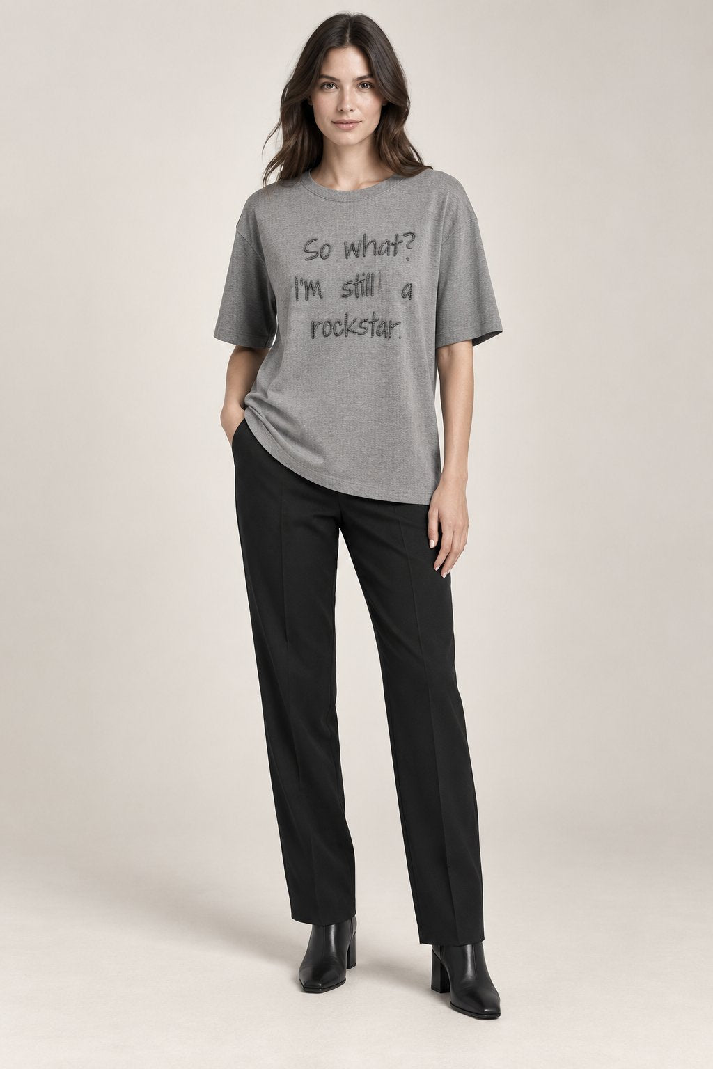 T-shirt Rockstar grigio mélange