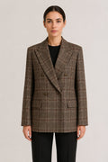 Blazer doppiopetto a quadri marrone