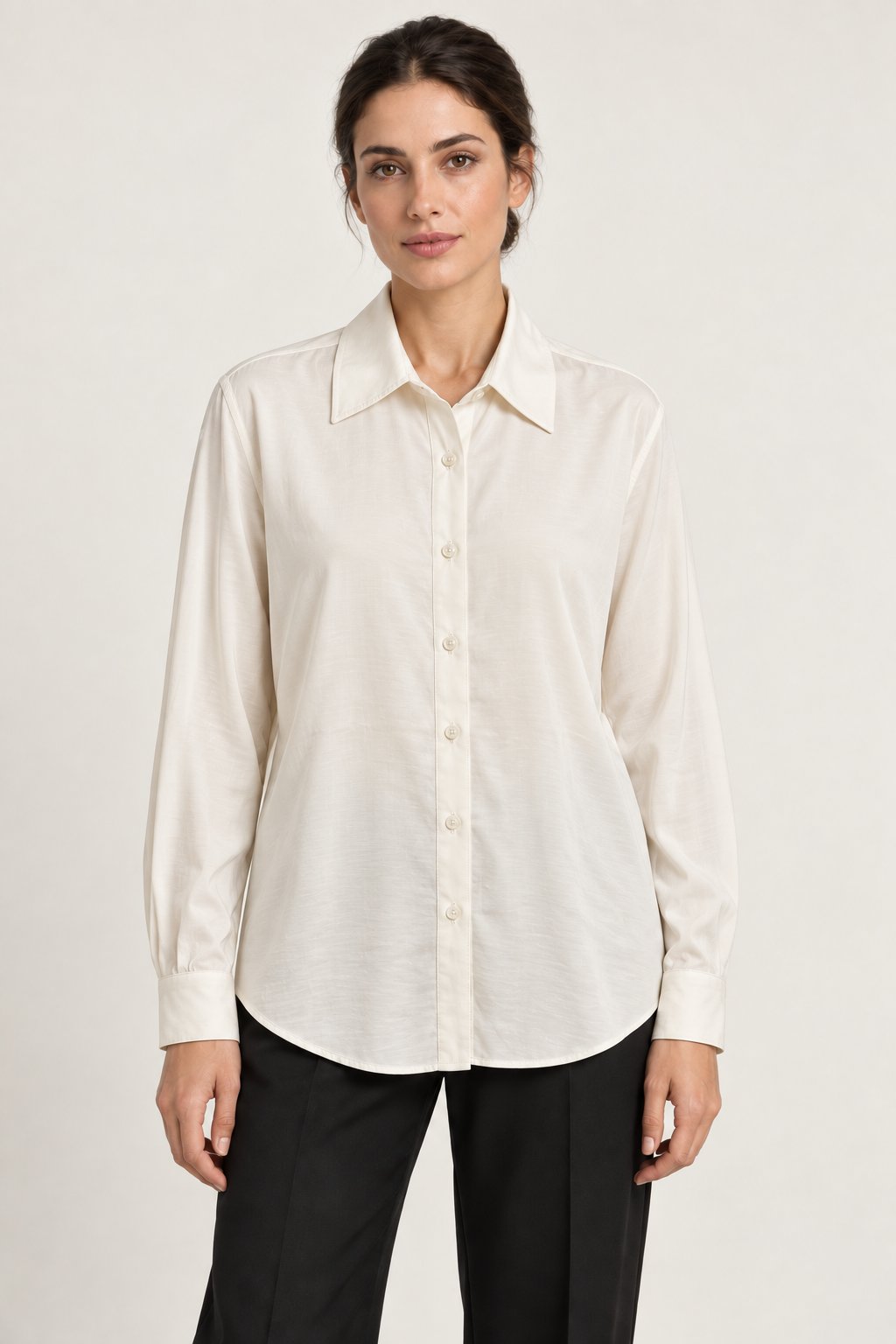 Camicia fluida effetto satinato avorio