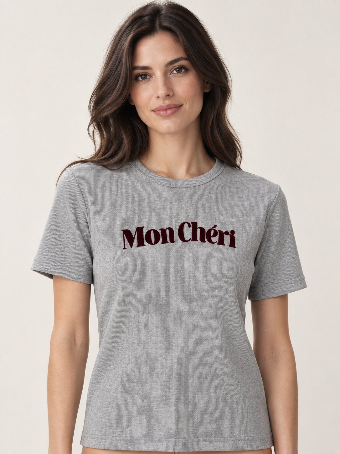 T-shirt a coste Mon Chéri grigia