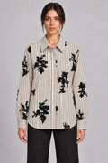 Camicia a righe con applicazioni floreali in paillettes