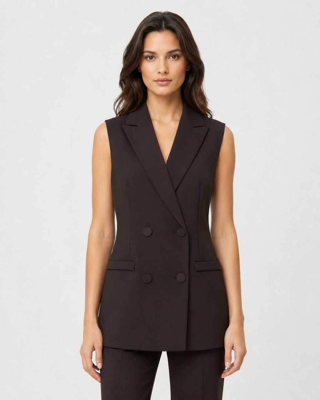 Gilet Blazer Doppiopetto Marrone Cioccolato