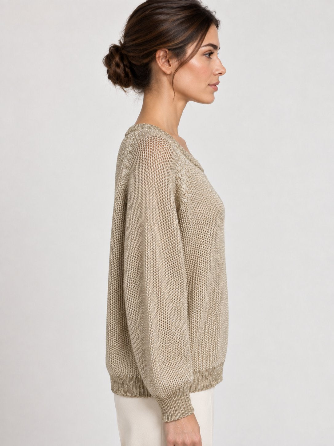 Maglia in lurex champagne Rinascimento