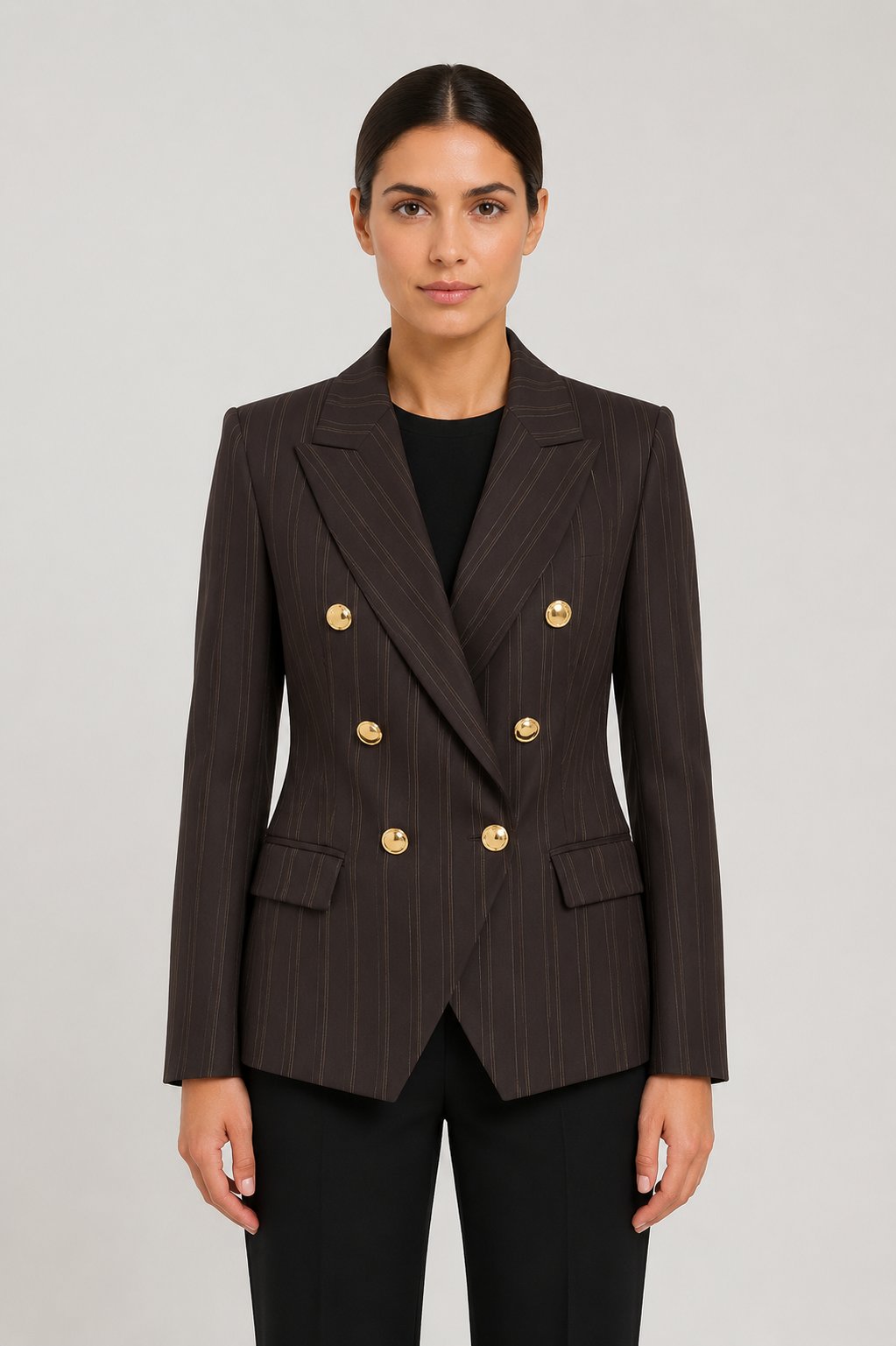 Blazer doppiopetto gessato marrone