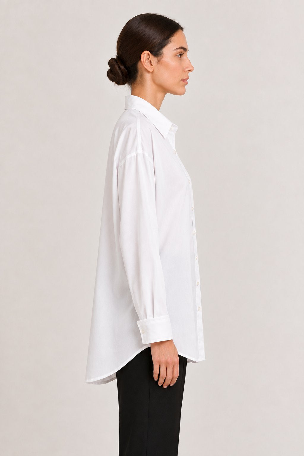 Camicia lunga oversize bianca con polsini