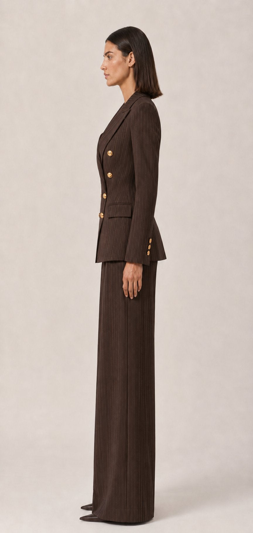 Pantalone palazzo gessato marrone