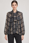 Blusa Check con Fiocco Grigio