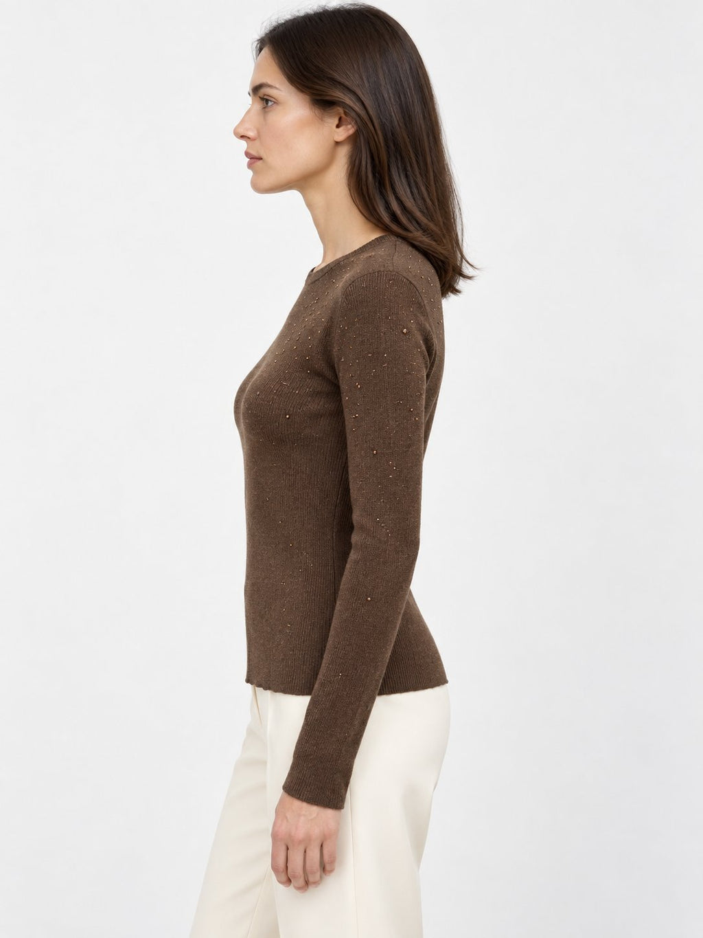 Maglia Girocollo con Cristalli Diffusi