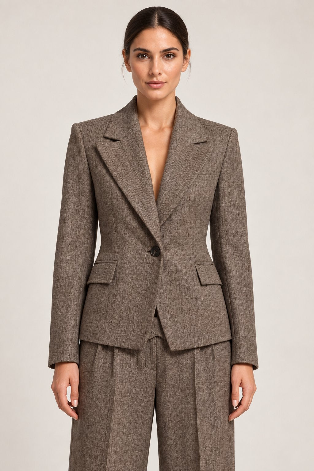 Blazer monopetto mélange color tortora