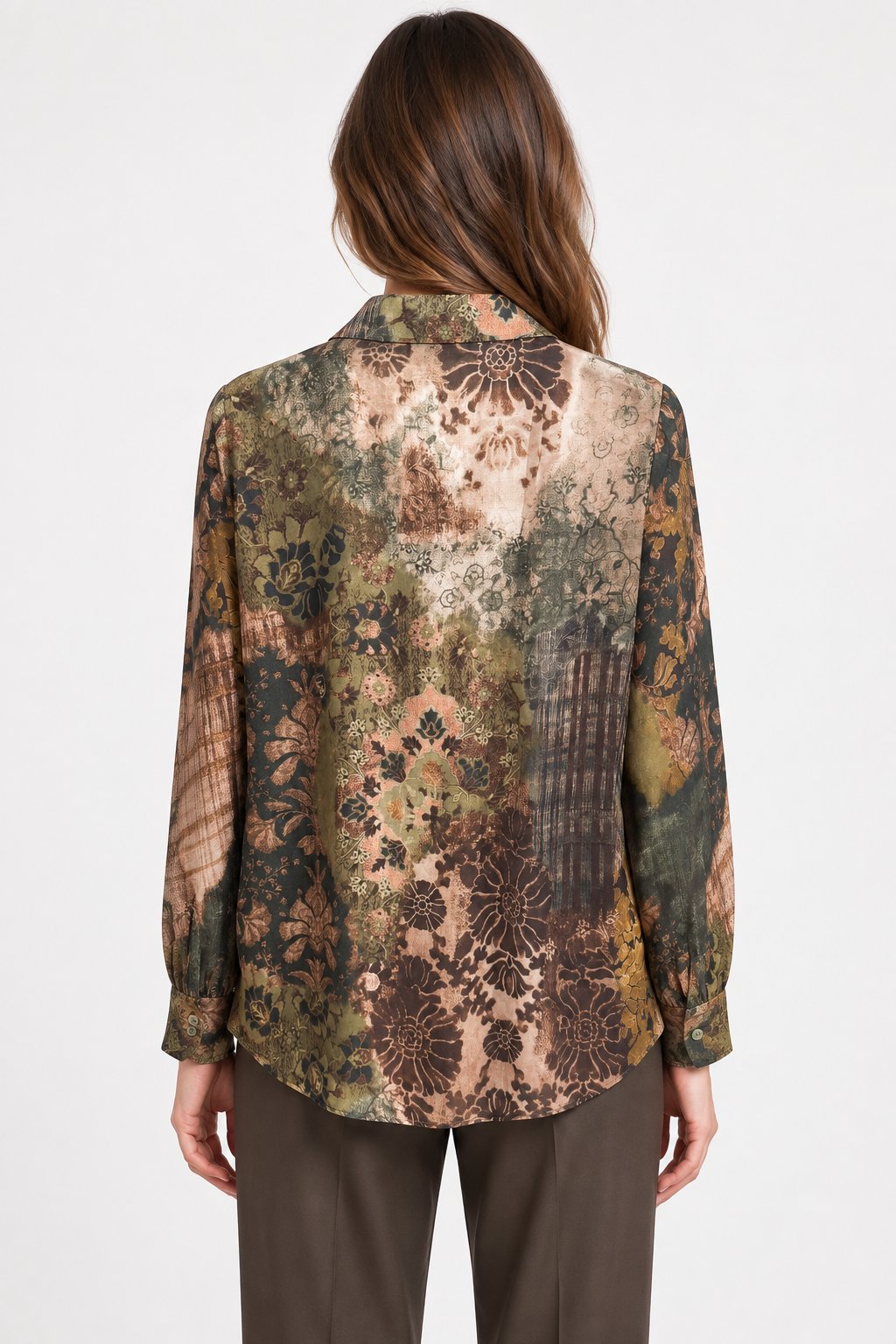 Camicia Fluida con Stampa Patchwork Floreale