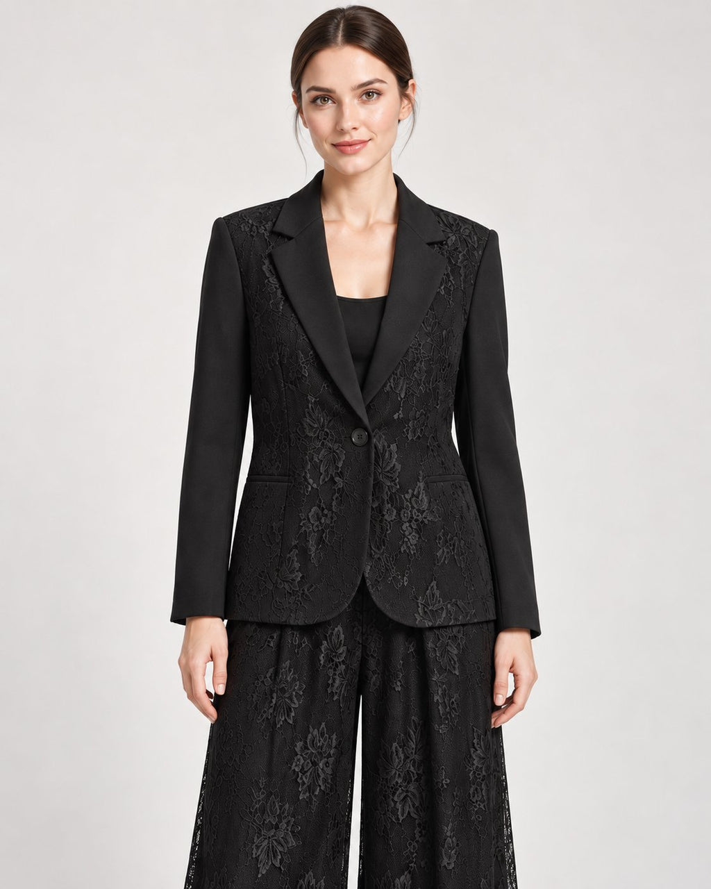 Blazer Monopetto con Pizzo Nero