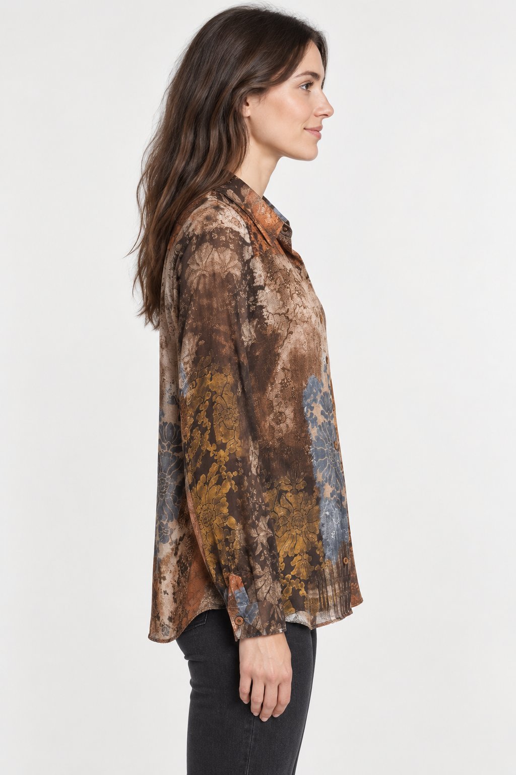 Camicia Fluida con Stampa Patchwork Floreale